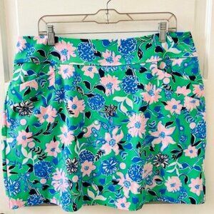 Lilly Pulitzer Monica Skort Kelly Green, Navy Floral Print